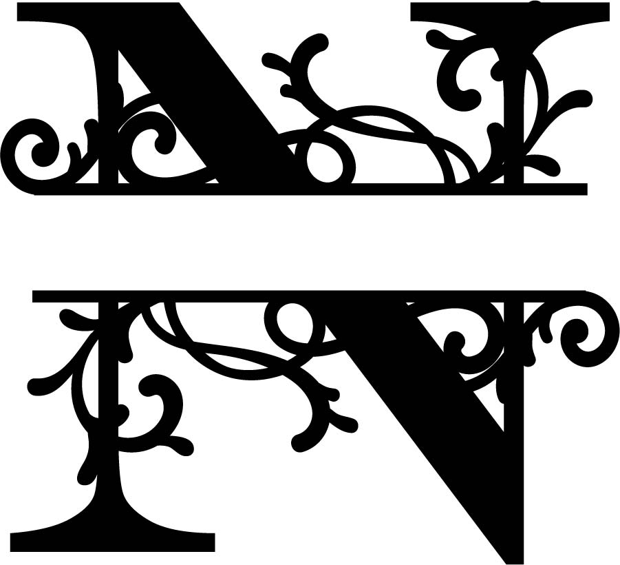 Lettera monogramma divisa N