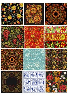 Russian Patterns Set Free Vector