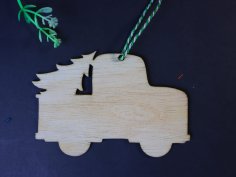 Laser Cut Christmas Truck Ornament Free Vector
