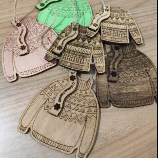 Laser Cut Wooden Sweater Ornament Free Vector