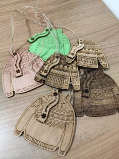 Laser Cut Wooden Sweater Ornament Free Vector