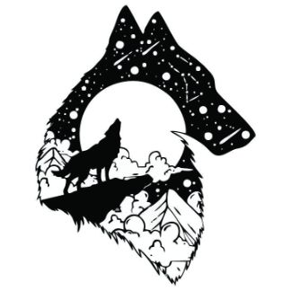 Wolf And Moon Free Vector