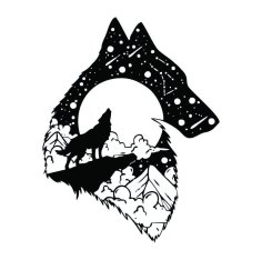 Wolf And Moon Free Vector