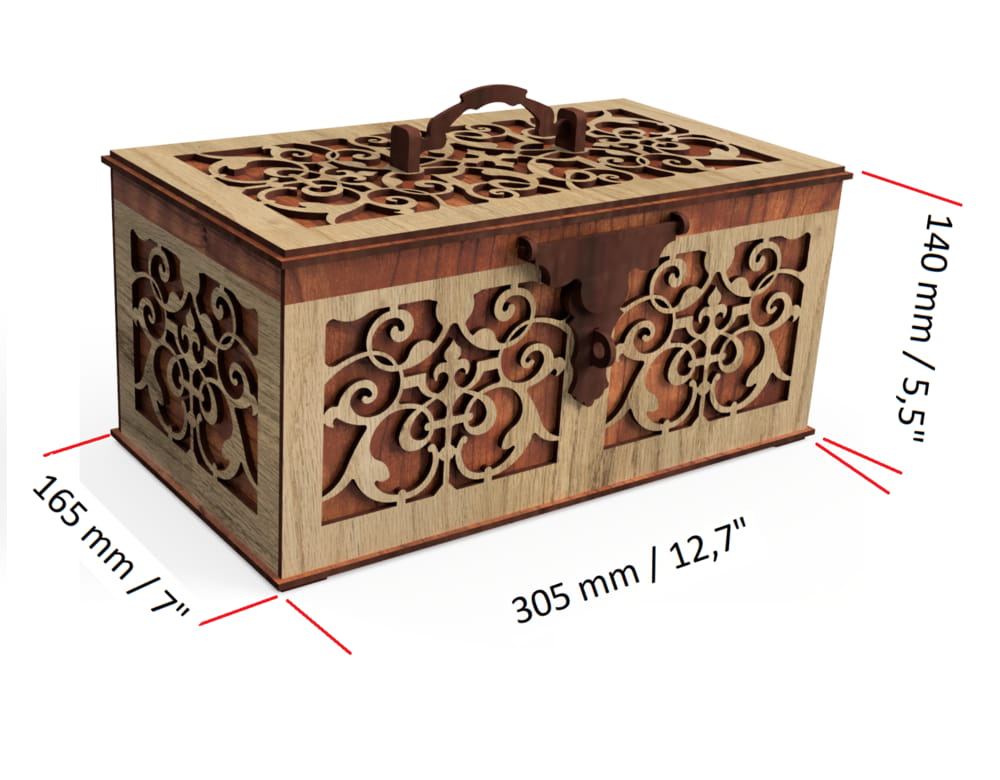 Laser Cut Rustic Treasure Chest Jewelry Storage Box Free Vector