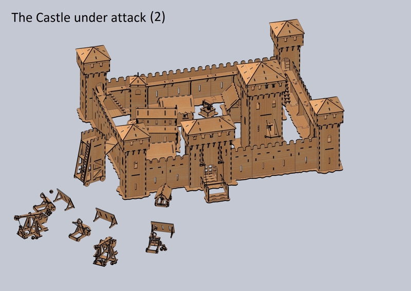 Laser Cut Castle Under Attack Kids Toys Free Vector