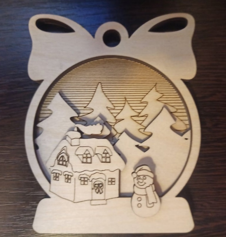 Ornamento de emenda de madeira para decoração de natal cortado a laser