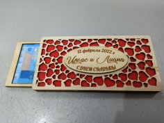 Лазерная резка персонализированных деревянных подарочных конвертов на свадьбу для денег