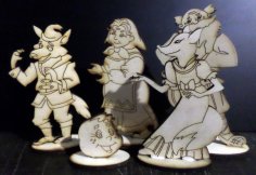 Set di personaggi in legno da favola tagliati al laser