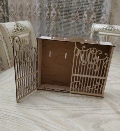 Laserowo wycinana dekoracyjna drewniana szafka na klucze