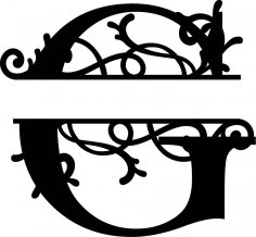 Lettera G con monogramma diviso fiorito