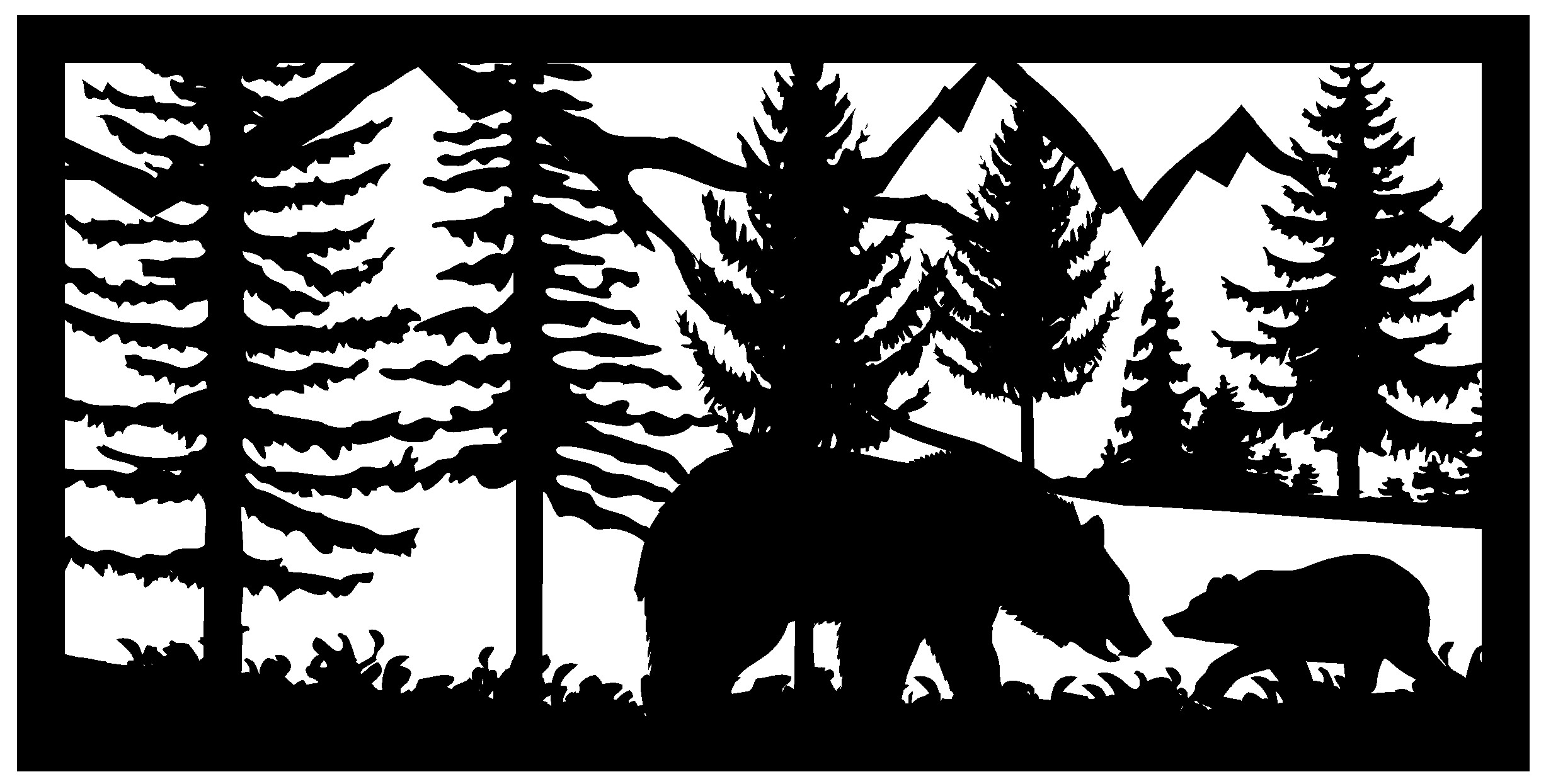 24 x 48 भालू शावक पर्वत प्लाज्मा कला