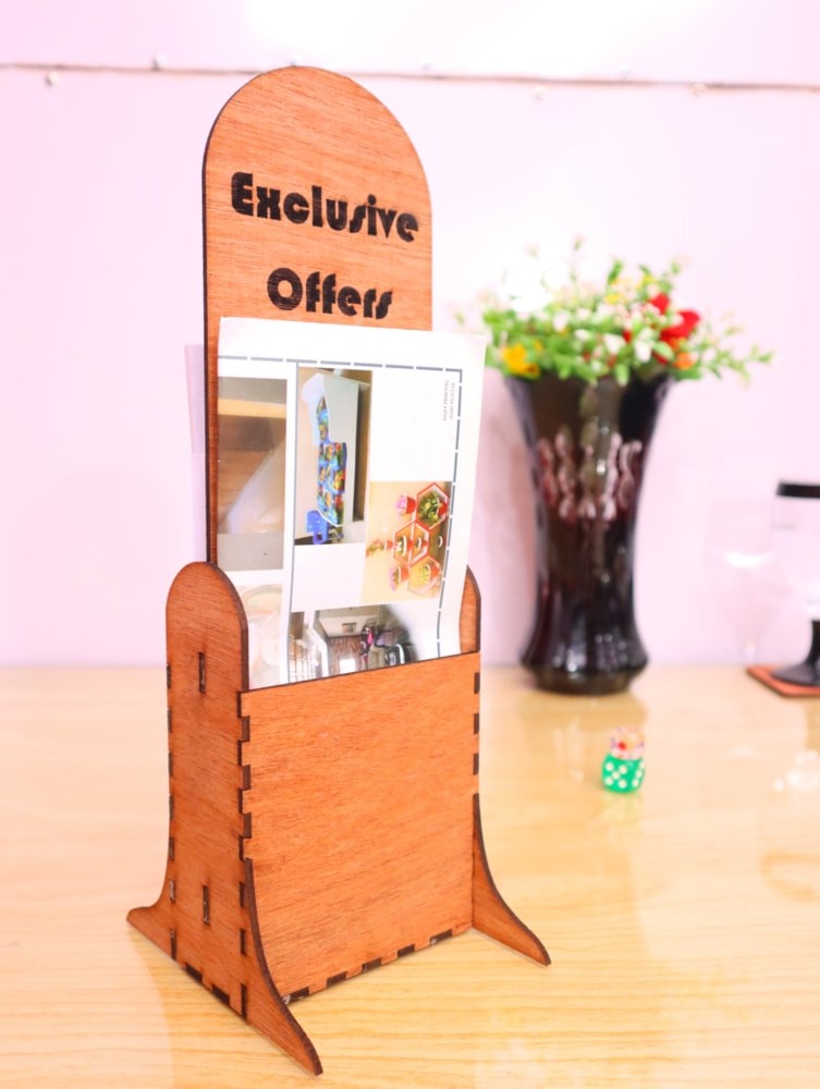 Laser Cut Wooden Brochure Holder Free Vector