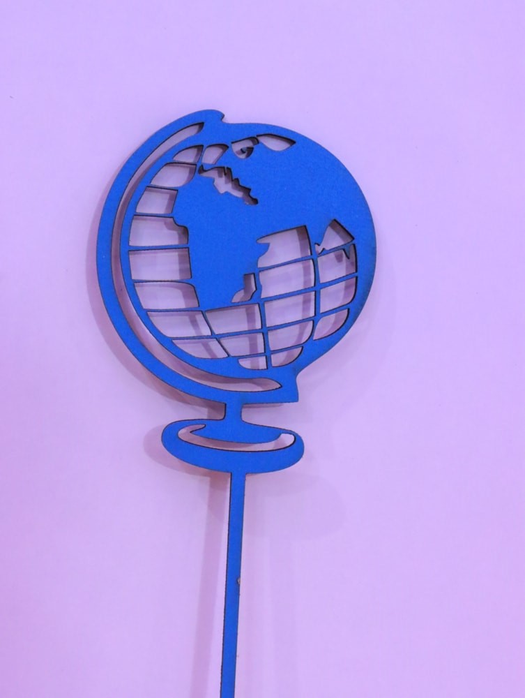 Laser Cut Globe Cake Topper DXF File