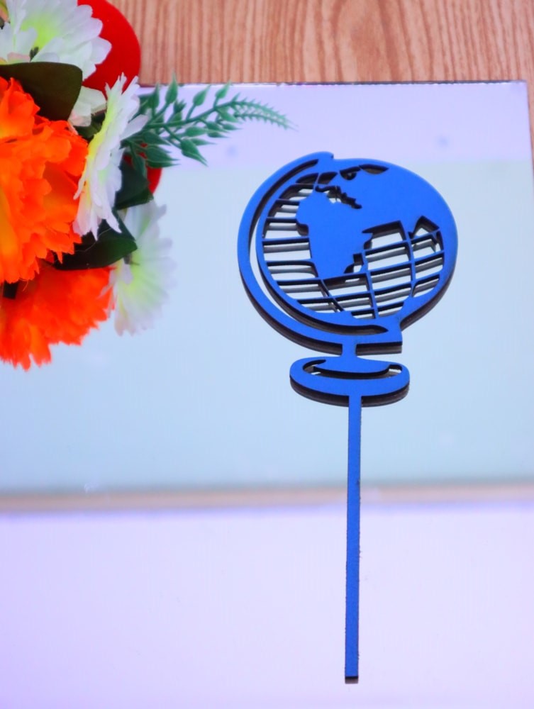 Laser Cut Globe Cake Topper DXF File