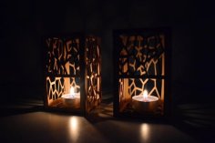 Laser Cut Wooden Candle Lantern Tea Light Candle Holder Lamp SVG File