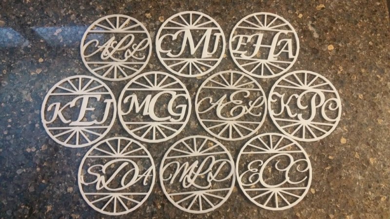 Laser Cut Customizable Monogrammed Coaster