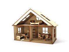 Laser Cut Dollhouse With Furniture