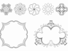 Rahmen und Blumen DXF-Datei