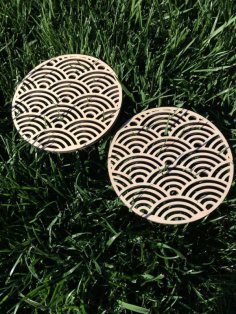 Laser Cut Wooden Seigaiha Trivets DXF File