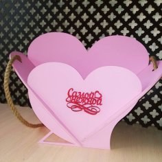 Laser Cut Heart Shape Flower Basket