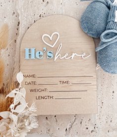 Laser Cut Personalized Baby Birth Announcement