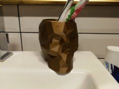 Skull Lowpoly Pen Holder 3D Printer Model