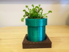 Super Mario Warp Tube Planter And Brick Tray 3D Printer Model