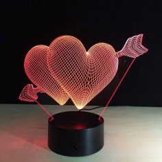 Heart 3D LED Night Light Free Vector