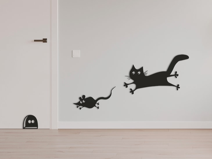 Laser Cut Mouse And Cat Wall Decor SVG File