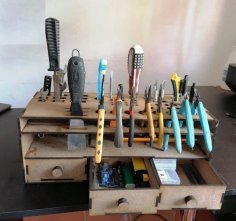 Laser Cut Wooden Tool Holder Organizer Free Vector