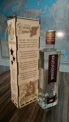 Plantilla de caja de botella de vodka cortada con láser