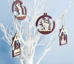 Laser Cut Christmas Tree Ornaments Free Vector