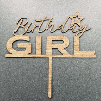 Laser Cut Birthday Girl Cake Topper Free Vector