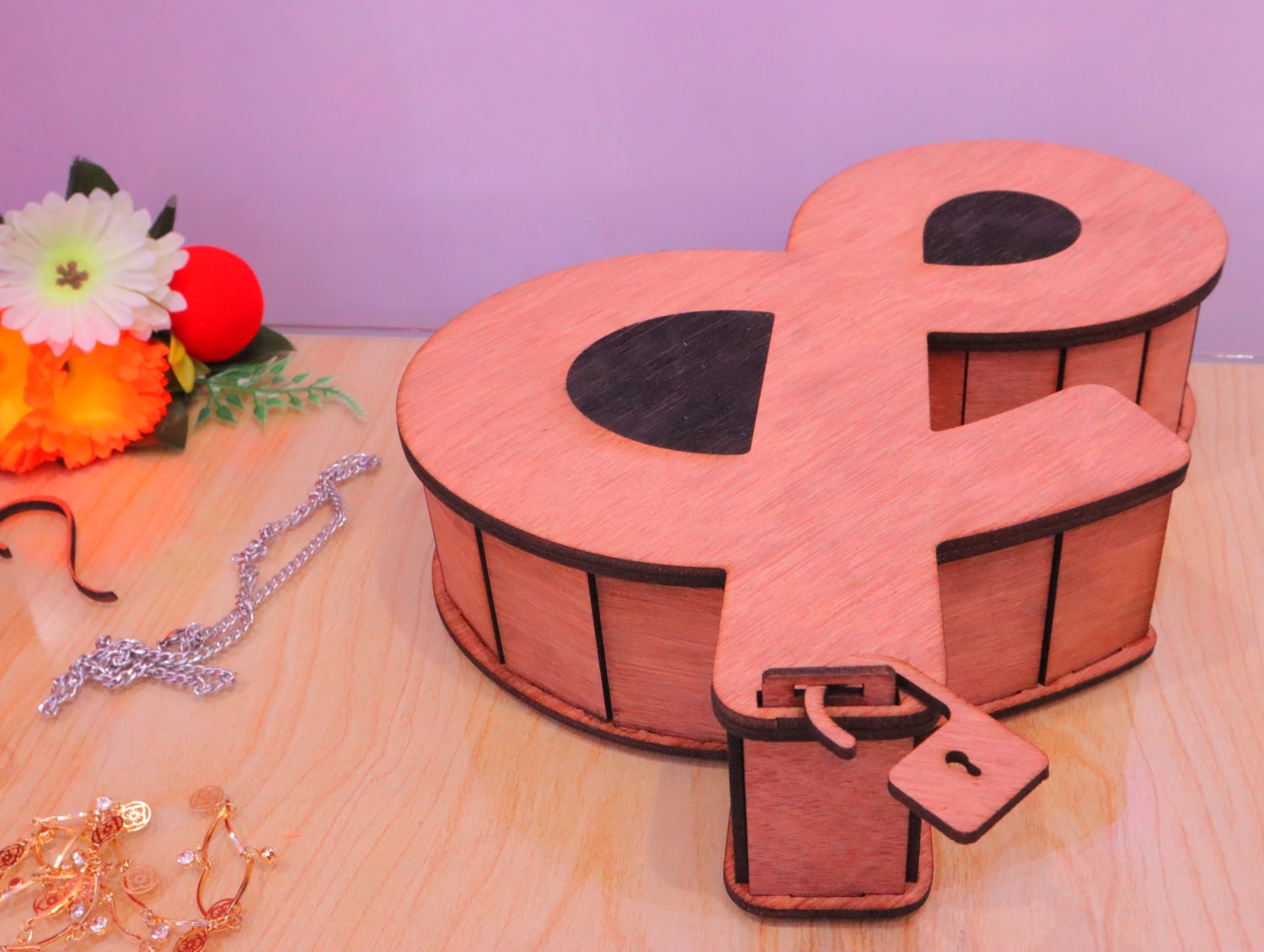 Laser Cut Ampersand Sign Jewelry Box 3mm Free Vector