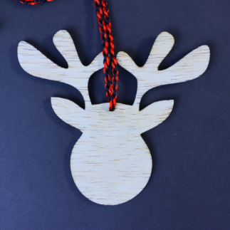 Laser Cut Christmas Reindeer Head Ornament Blank Unfinished Wood Free Vector