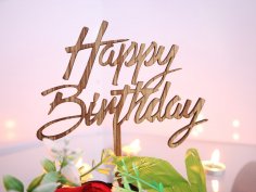 Laser Cut Happy Birthday Decor Cake Topper Free Vector