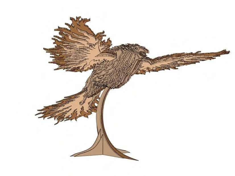 Laser Cut Phoenix 3d Puzzle 3mm Dxf File Free Download 3axis Co