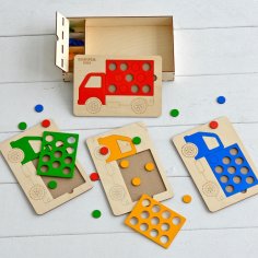 Toddlers ट्रक खूंटी पहेली के लिए लेजर कट लकड़ी के आकार की पहेलियाँ
