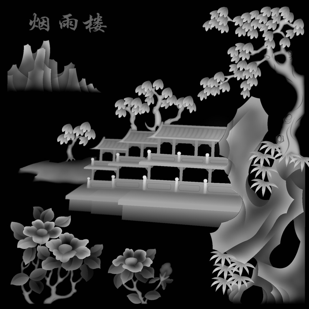 Landscape 3D Grayscale Image BMP File