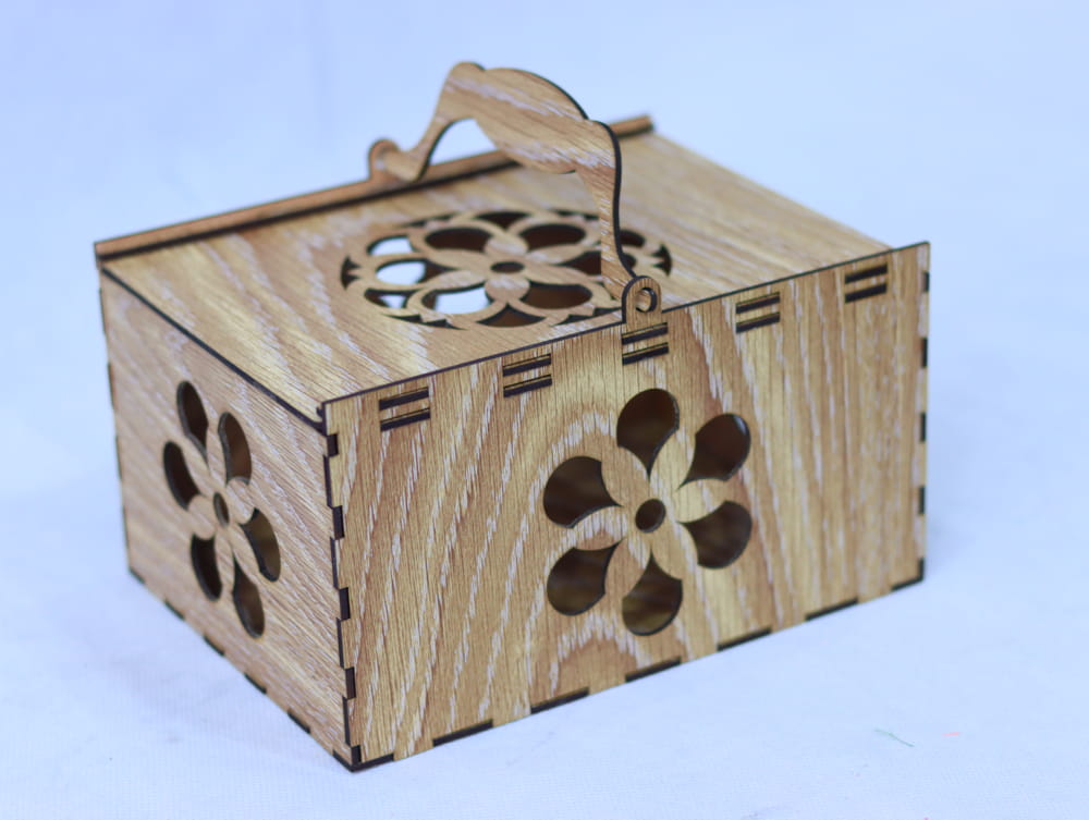 Laser Cut Slide Top Wood Box With Handle Free Vector