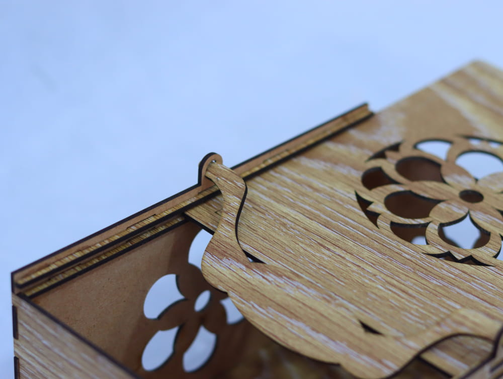 Laser Cut Slide Top Wood Box With Handle Free Vector