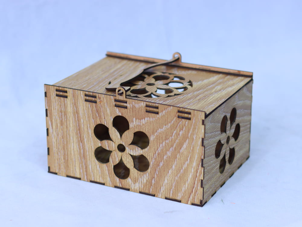 Laser Cut Slide Top Wood Box With Handle Free Vector