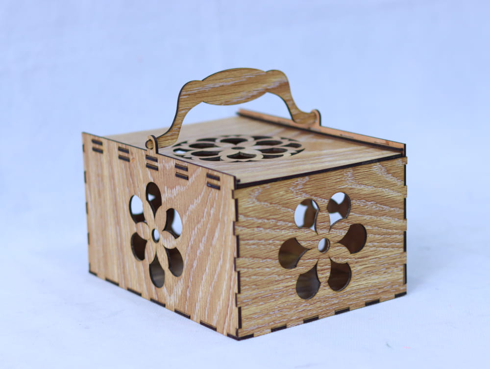 Laser Cut Slide Top Wood Box With Handle Free Vector