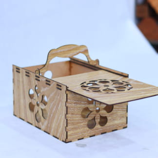 Laser Cut Slide Top Wood Box With Handle Free Vector
