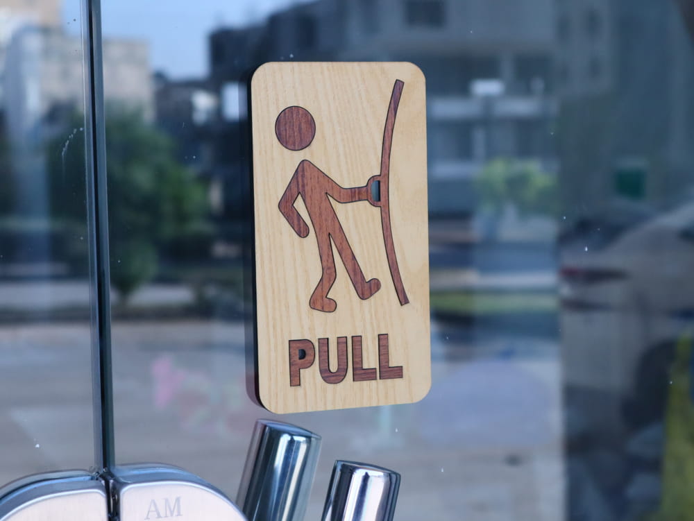 Laser Cut Push And Pull Door Signs Free Vector
