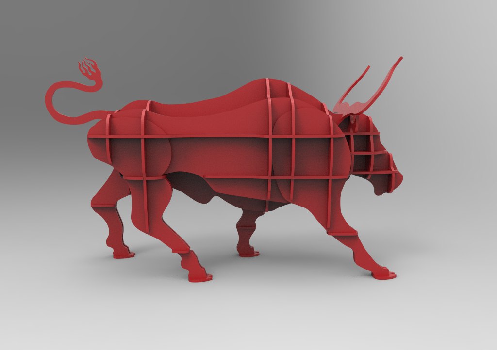 Laser Cut Wooden Bull Shelf Storage Rack Free Vector