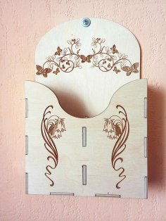 Laser Cut Wooden Wall Hanging Storage Box Free Vector