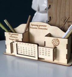 Laserowo wycinane prezenty dla nauczycieli Organizer na biurko Kalendarz Stojak na długopisy