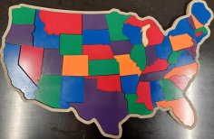 Bộ xếp hình bản đồ Hoa Kỳ bằng gỗ cắt bằng laser cho trẻ em