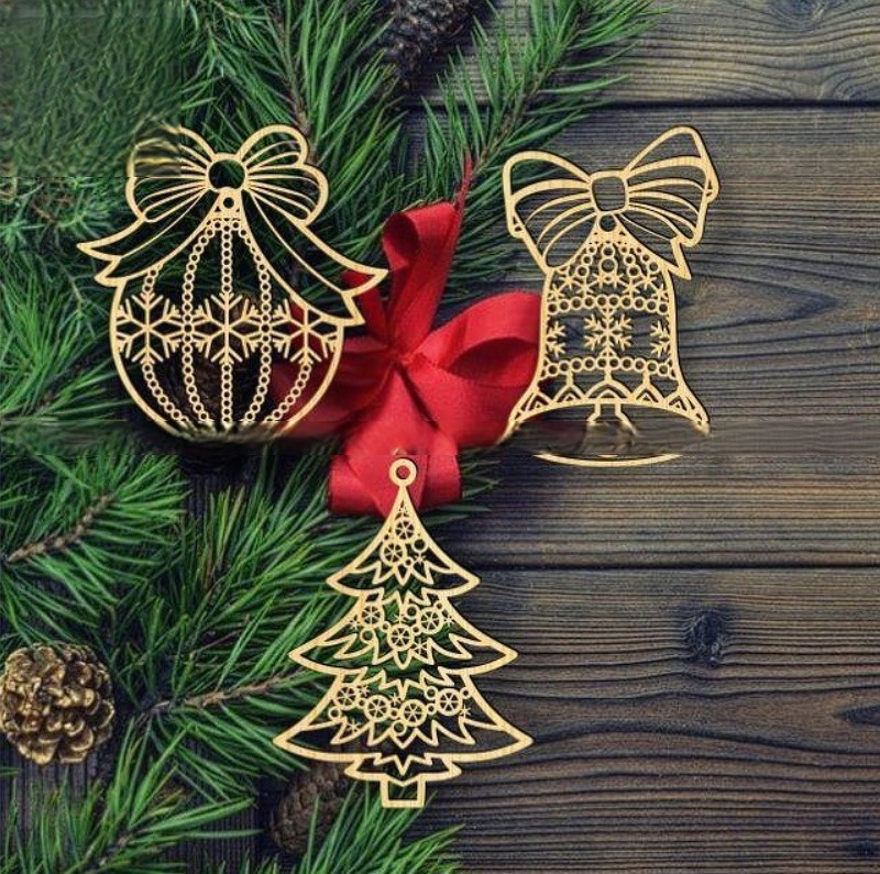برش لیزری تزئینات کریسمس تزئینات درخت کریسمس